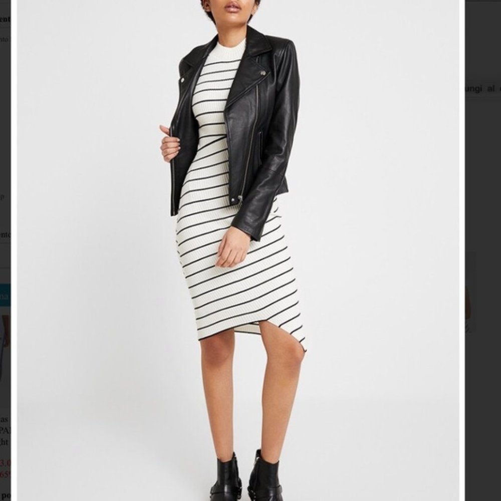 AllSaints All Saints Amara Stripe Bandage Sweater Dress Size M Medium White